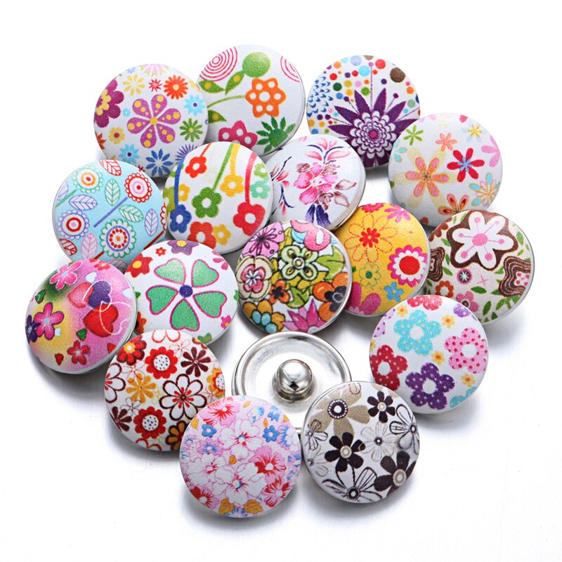 Newest 12pcs/lot snap jewelry 18mm snap buttons Christmas flower glass leather clasp snap button bracelet