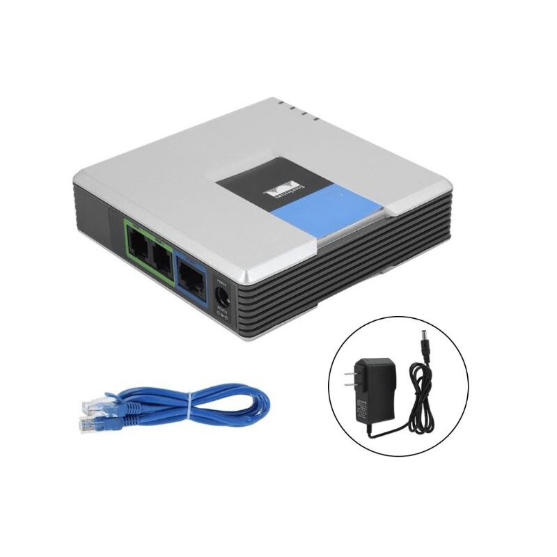 1 Juego de VOIP Gateway, 2 puertos, protocolo SIP V2, Internet, adaptador de voz de teléfono con Cable de red para Linksys PAP2T AU/EU/US/UK Plug