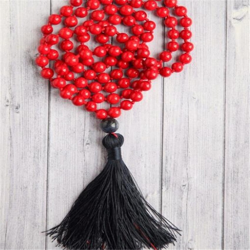 6MM Natural gules 108 Beads Tassels Necklace Unisex yoga Fancy MONK Meditation mala Bless pray Wrist spirituality