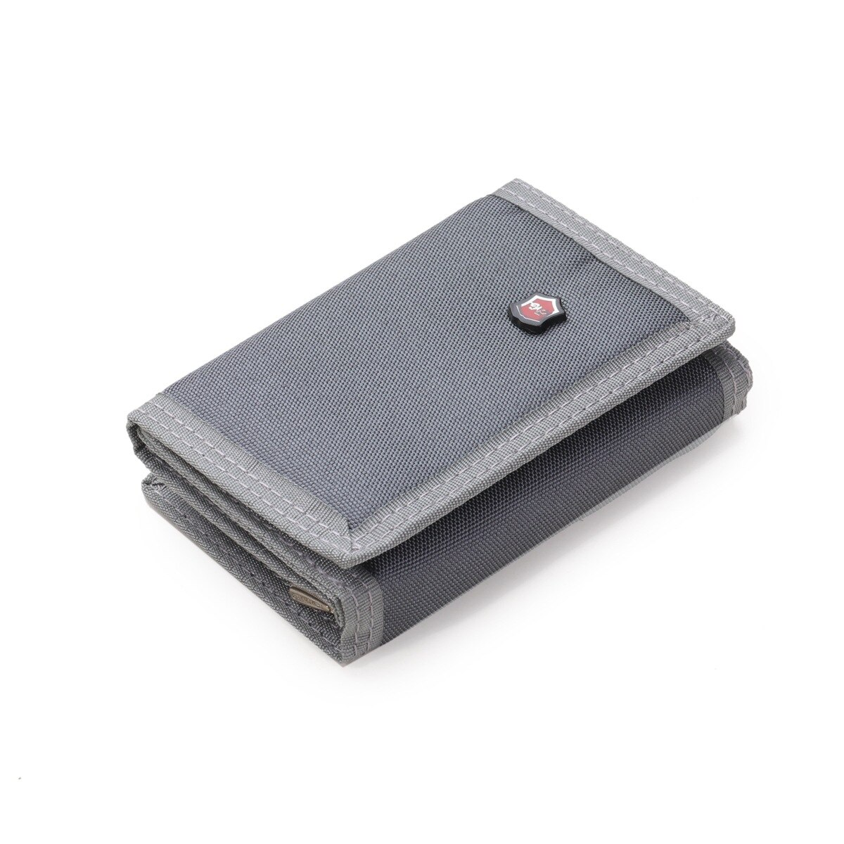 Men Solid Color Wallet Three-fold Coin Purse Canvas Wallet with Velcro Fashionable Card Pack: Gray