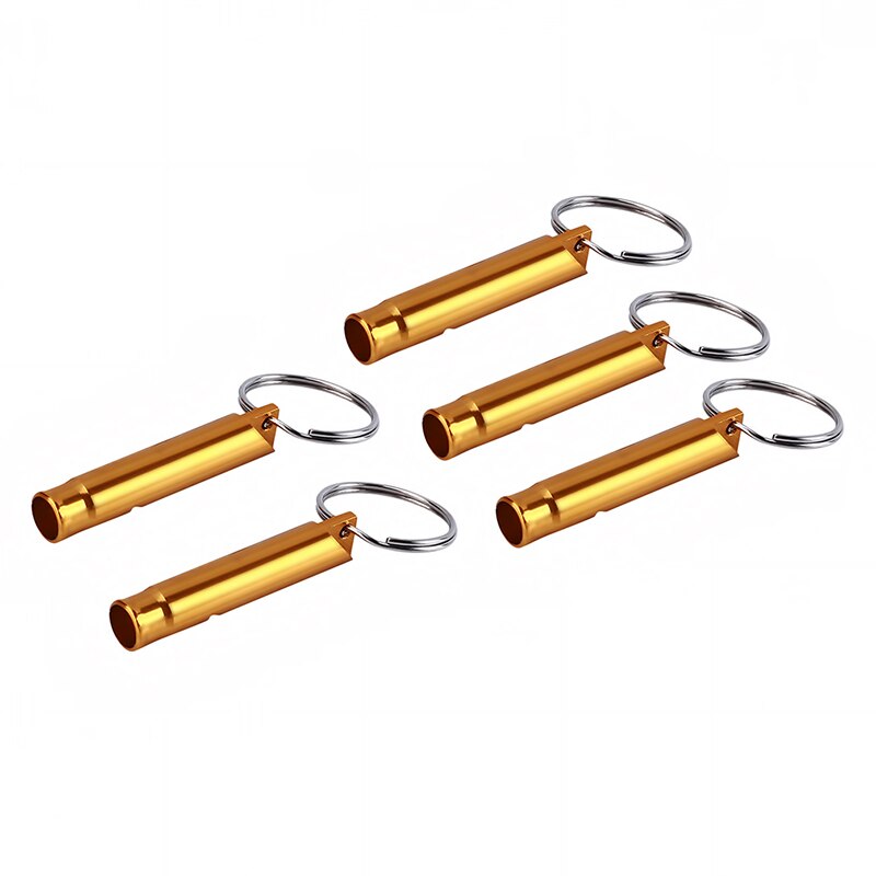 5PCS Fischietti s Formazione Fischietti di Alluminio Multifunzionale Di Sopravvivenza Di Emergenza Fischietti Keychain per il Campeggio Trekking Sport All'aria Aperta