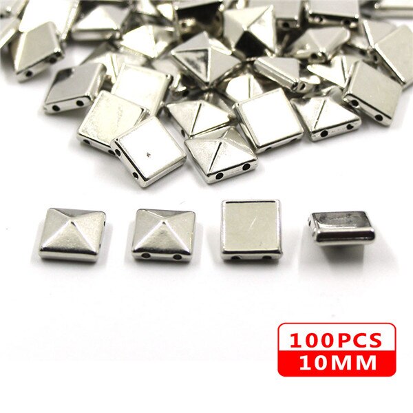 100 stk nagler for sying gullflis ccb nagler plastpyramide bart bart hodeskalle punk lær håndverk for klær diy: Flat pyramide sliver