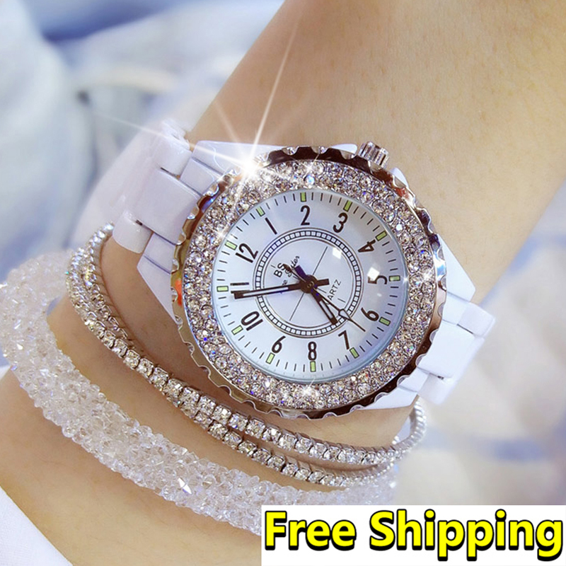 Vrouwen Horloges Top Luxe Keramische vrouwen Horloge Mode Quartz Vrouwen Polshorloge Diamant Witte Vrouwelijke Horloge
