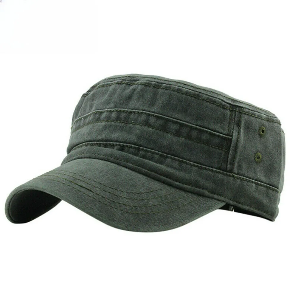 flat topphatt til menn uformelt baseballcapser trendy sommersolhatter: Militærgrønn