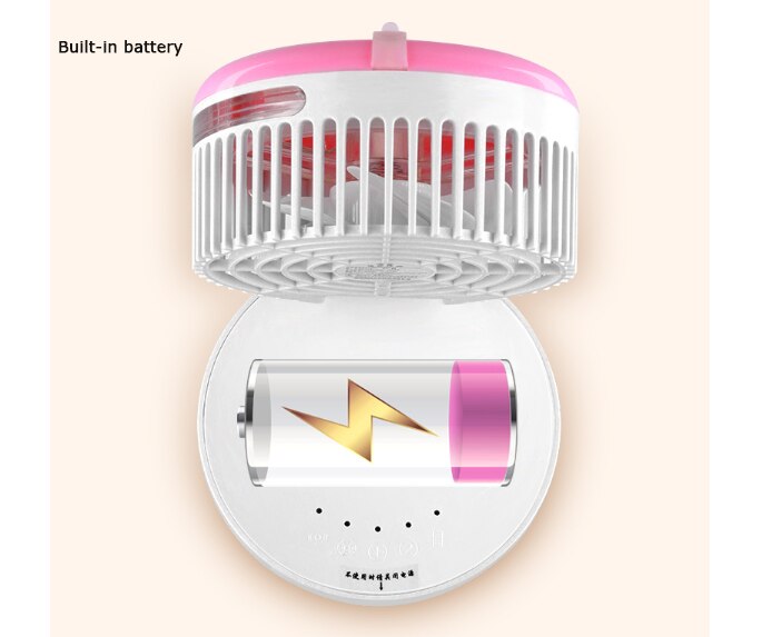 mini electric fan refrigerator water sprayer USB charged handheld portable perfume dispenser electrical fan 90 degree rotation: Pink
