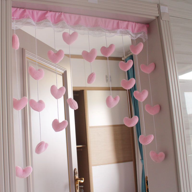 Cortina corta con lazo bonito rosa, partición de hilo, decoración colgante para ventana, cortinas para puerta de dormitorio, cortina para puerta de baño, dormitorio de niñas: Azul claro