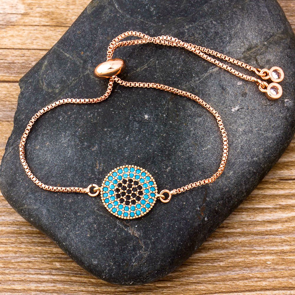 Turkish Blue Evil Eye Bracelet For Women Pave CZ Gold color Bracelets Jewelry Manufacturer