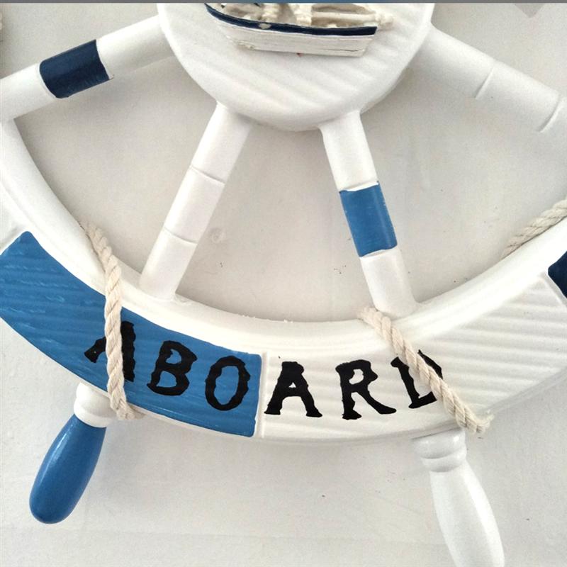 Gouvernail de bateau en bois de Style méditerranéen, 1 boîte de 45CM, volant de plage, décoration murale pour salon