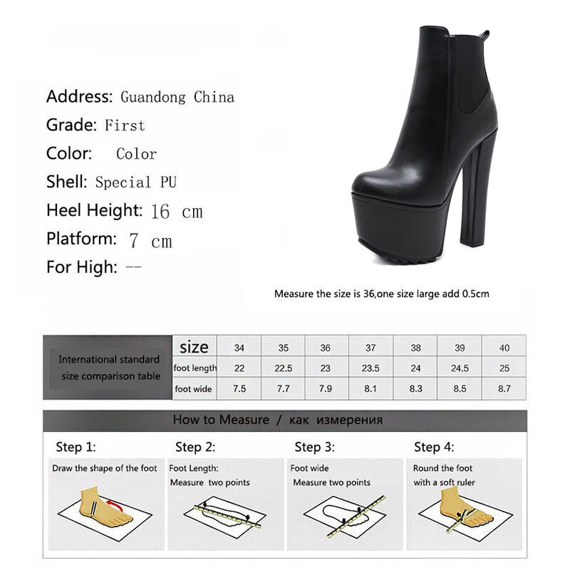 LEOPARD LAND Women's High Heels Winter 16cm Thick Heel Waterproof Platform Boots High Heel Ankle Boots JXQ-8809-6
