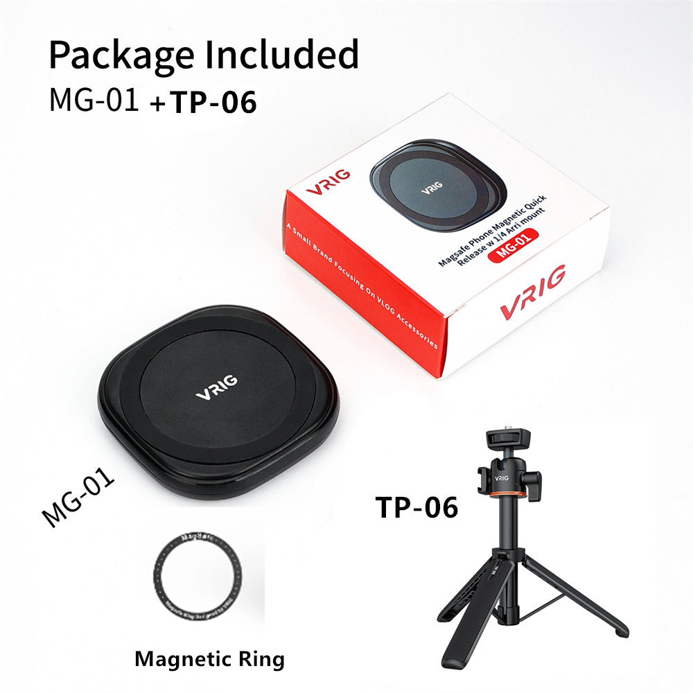 Trípode magnético extensible para Selfie Stick w 1/4 ", anillo de montaje para teléfono celular, soporte para Magsaf, iPhone 15, 14, 13, 12: Plateado