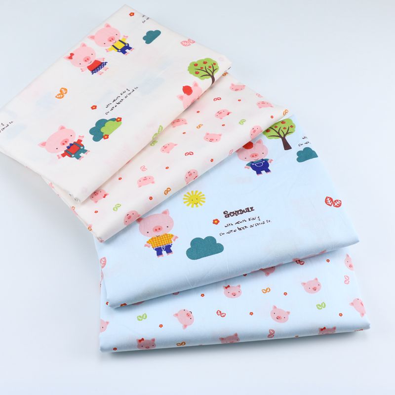 Tela de sarga de algodón con huella de cerdo, Material de algodón puro de varios tamaños por metros para manualidades, costura de retales, textil para bebé