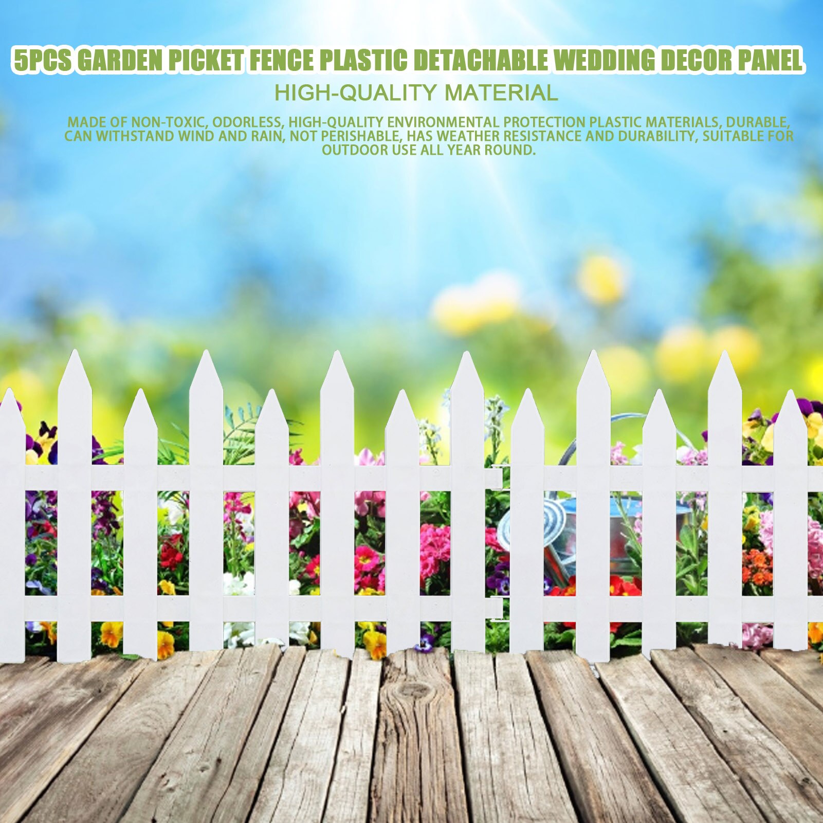 5PCS Garden Picket Fence Plastic Detachable Wedding Decor White Gardening Balcony Landscaping Outdoor Garden Decoration