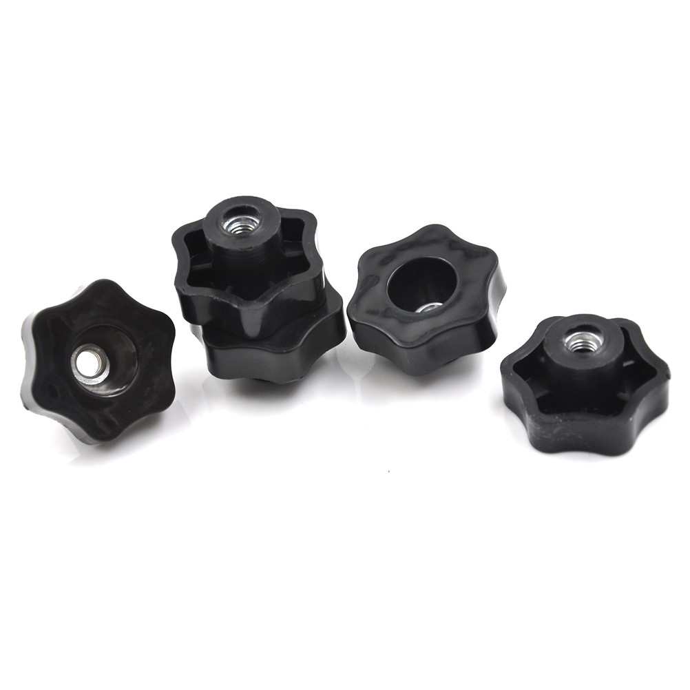 4 PCS M6 Female Thread Star Shaped Head Clamping Nuts Knob with through-hole for industry equipment