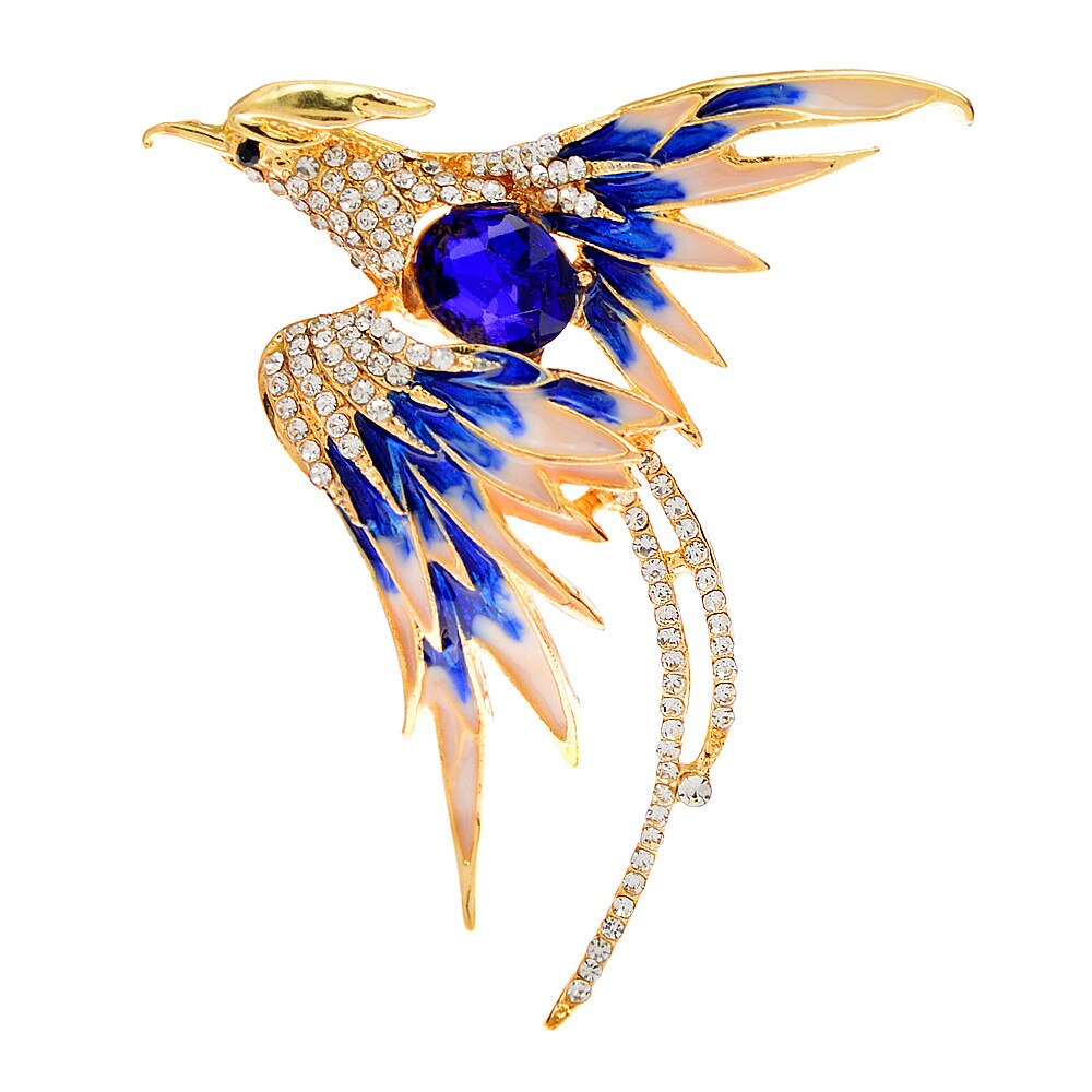 Cindy xiang 2022 emalje farverige fugl brocher rhinestone dyr pin smykker: Blå