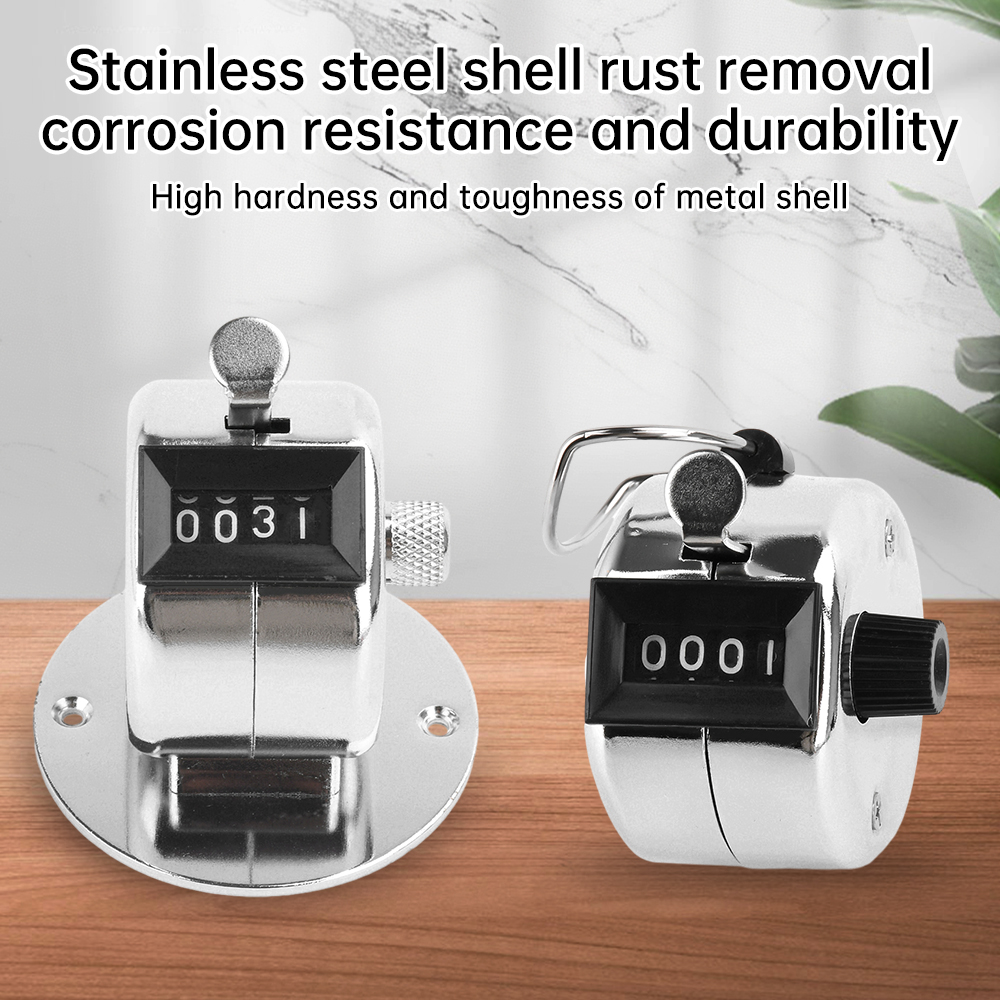 Manual Mechanical Metal Digital Tally Counter 0-9999 Stainless Steel Housing Base Clicker Counters No Batteries Required