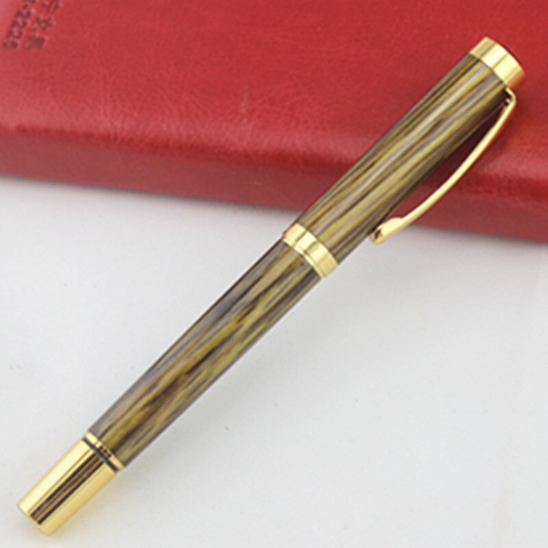 Full Metal Fountain Pen 0.5mm nib Business luxurious color Golden Clip Office School Supplies ink pens for writing Stationery: F