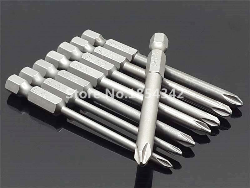 8Pcs 75mm Long Magnetic Hex Cross Head Screwdriver Bits Electric Screwdriver Set S2 PH0,PH1,PH2