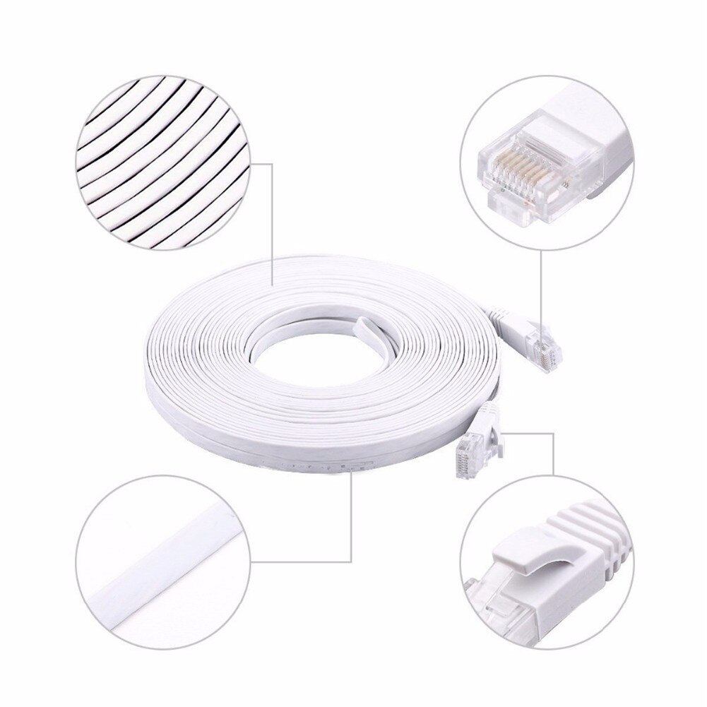 Anpwoo 0.5m 1.5m 2m 3m 5m 10m 15m 20m kabel katt 6 flat utp ethernet-nettverk kabel  rj45 lapp lan kabel ruter datamaskin kabler