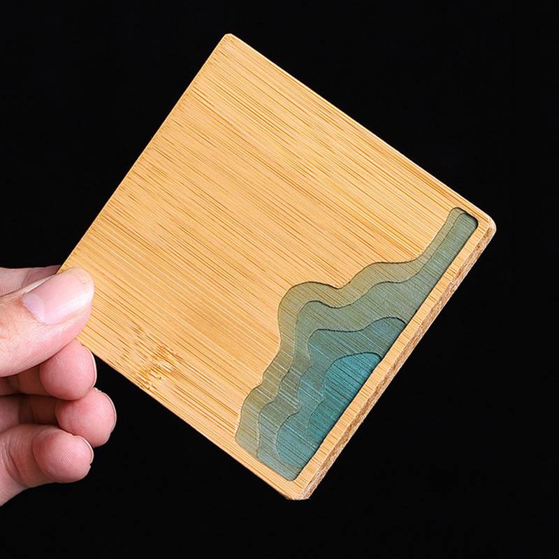Chinois frais paysage caboteur napperon bambou caboteur résine moule ensemble plateaux à thé étanche isolation Pad antidérapant Table décor