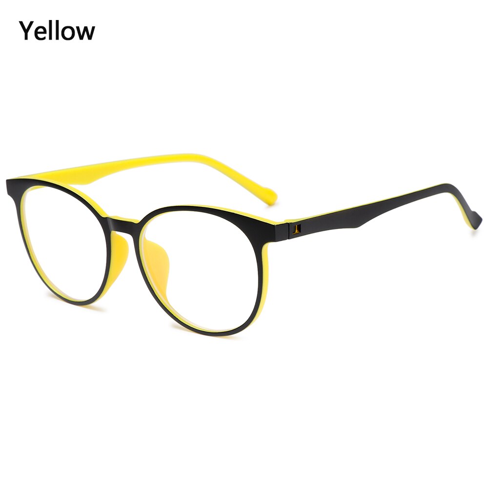 1 PC oeil bleu lumière bloquant lunettes ultraléger cadre rond optique lunettes cadres bloquant jeu plat miroir lunettes: 2- yellow