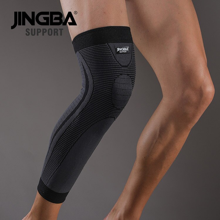 JINGBA SUPPORT Sports protective gear 1PCS Nylon basketball knee protector +wristband Support+ankle support+Elbow pads+hand guar: Black Long knee pad