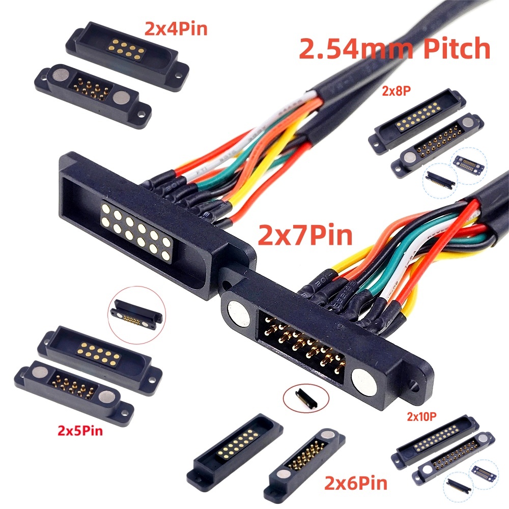 1/3/5/20/50 Stück zweireihiger Hochstrom-Magnet-pogo-Stift-Stecker 8 10 12 14 20-polig männlich weiblich Tonhöhe 2,54 mm DC Energie aufladen