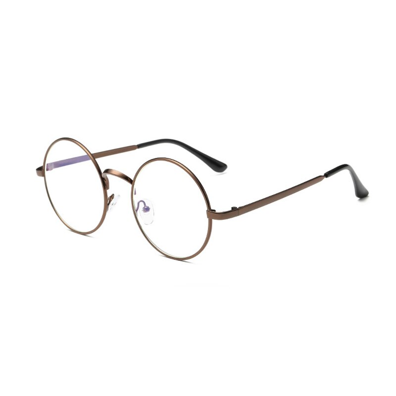 anti blue ray glasses computer glasses game frame glasses retro de Grau Spectacle for Men Women eyewear Eyeglasses Round: JF8612 C2 Brown
