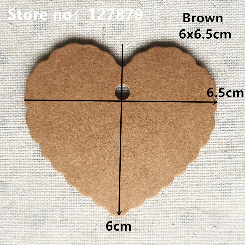 100 pcs 2 maten Prijs Label Hartvorm Kledingstuk labels DIY Handgemaakte Kraftpapier Kaart Gunst Tag DIY tag Party Favor: Brown 6x6.5cm