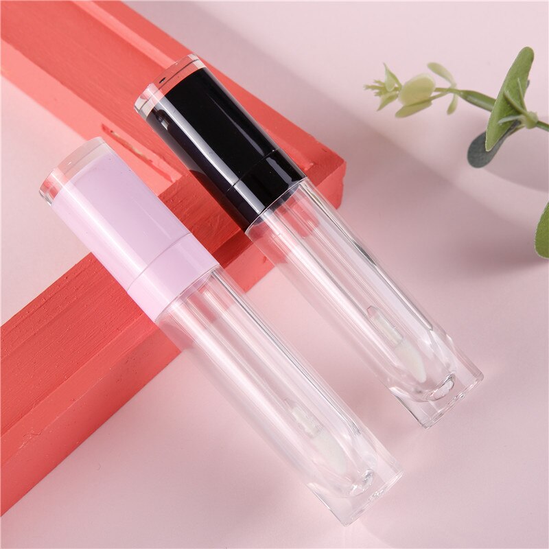 8ml plastik tykvæggede klar cylindrisk lipgloss tom tube kosmetisk pink lipgloss stick emballagebeholder