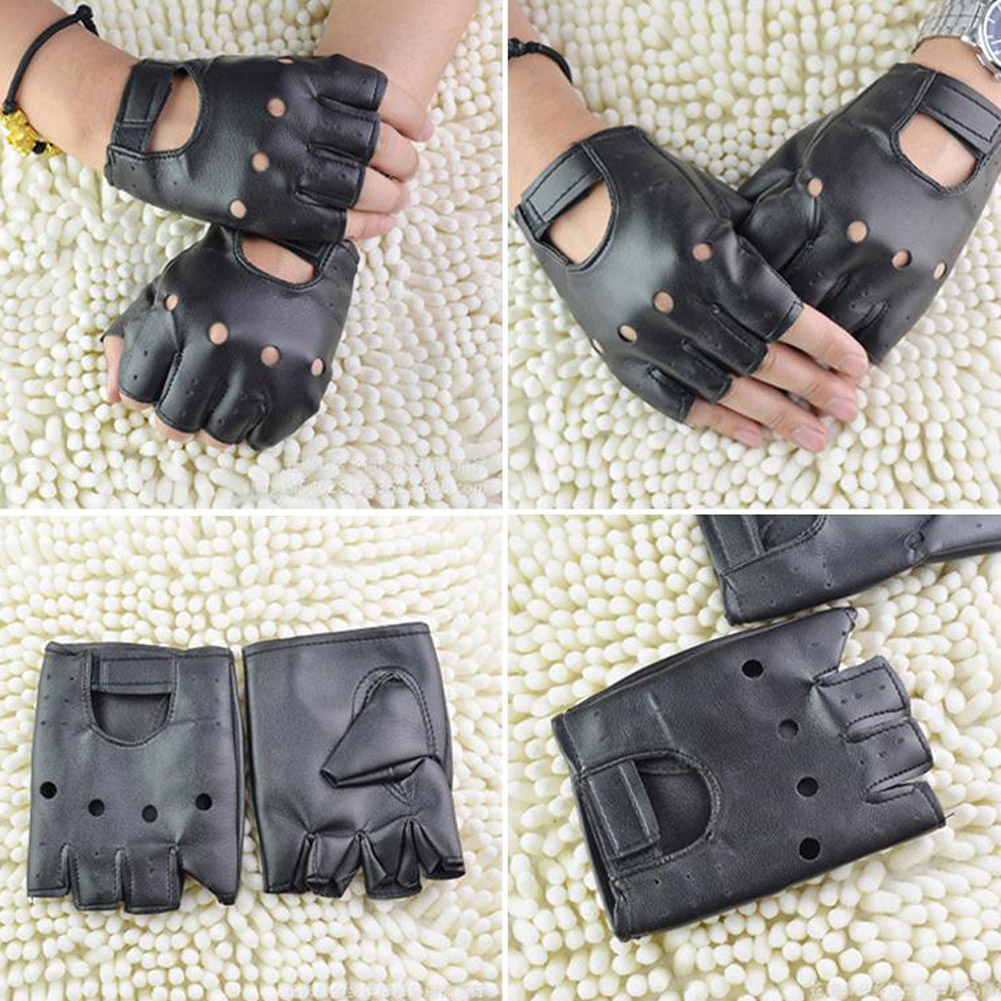 PrimeLeather Fingerlose Lederhandschuhe – Mit Nieten, Schwarz, Größe M