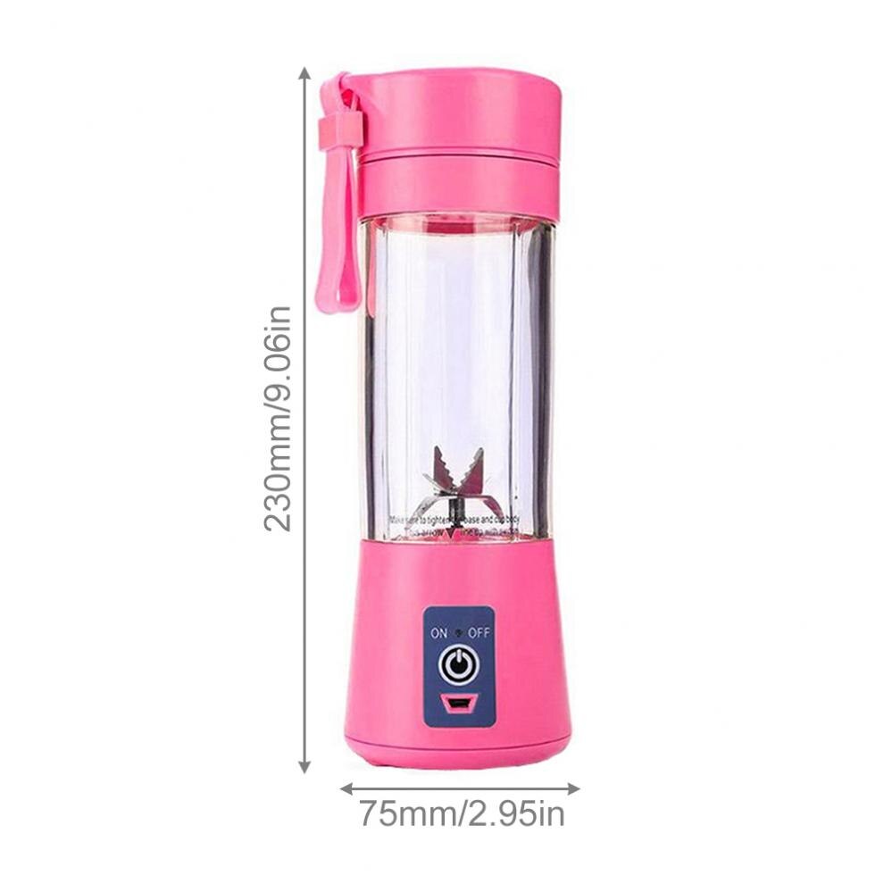 Usb Draagbare Juicer Cup Huishouden Blender Fruit Mengmachine Sap Cup Met Zes Messen Voor Home Office Travel Sport: Roze