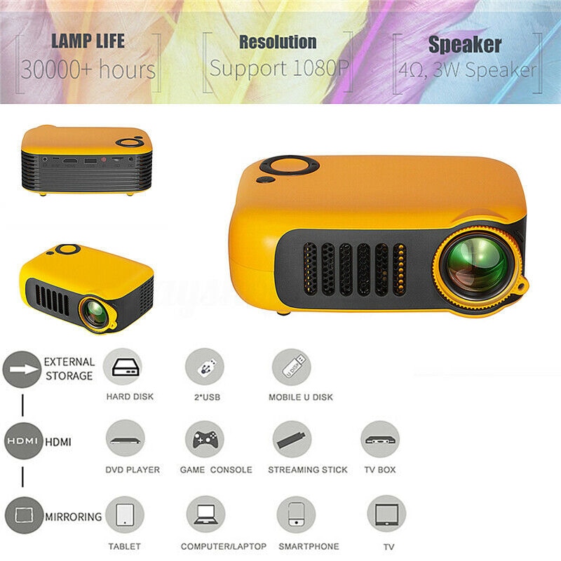 Mini Portable Pocket Projector HD 1080P LCD Movie Video Home Theater HDMI USB AS99
