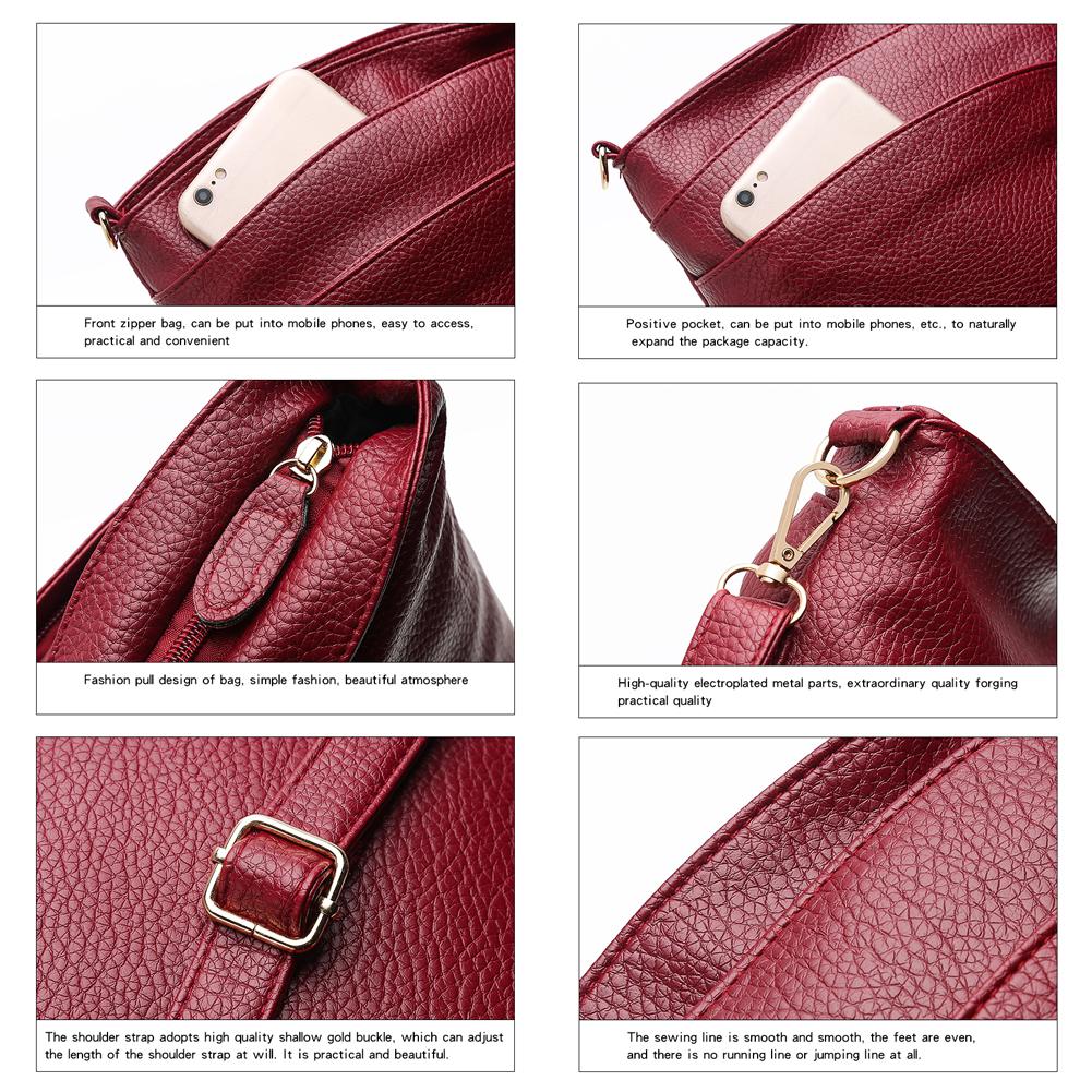 Simple Solid Color Shoulder Messenger Handbags Women Casual Small PU Leather Crossbody Bags