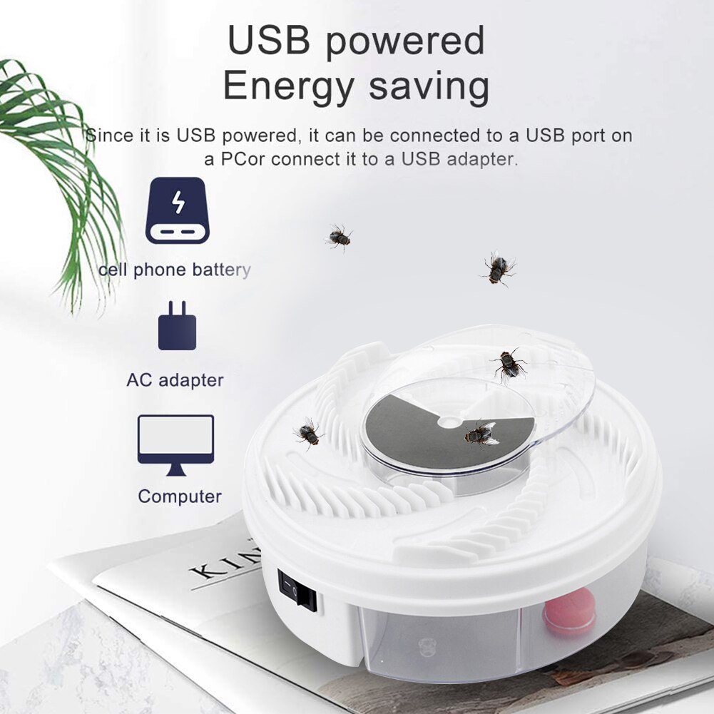 USB trampa de mosca eléctrica antimoscas atrapamoscas automático de Control de plagas asesino dispositivo volar trampa captura
