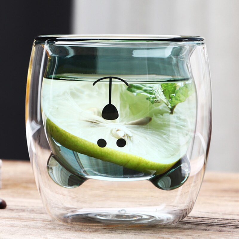 3D 2 niveaux belle Panda ours innovant bière verres résistant à la chaleur Double paroi tasse à café matin lait verre de noël