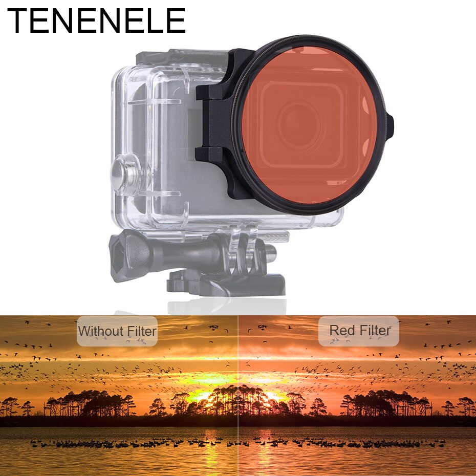Filtros de cámara deportiva, 58mm, filtro rojo con juego de lentes Macro para GoPro Hero 6/5, filtros de cámara submarinismo negra para Hero