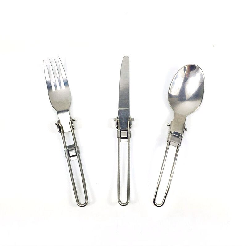 Lange Kookgerei Fold Mes Lepel Rvs Servies Set Combo Spork Vork Bestek Servies Bestek Picknick Kamp Rugzak