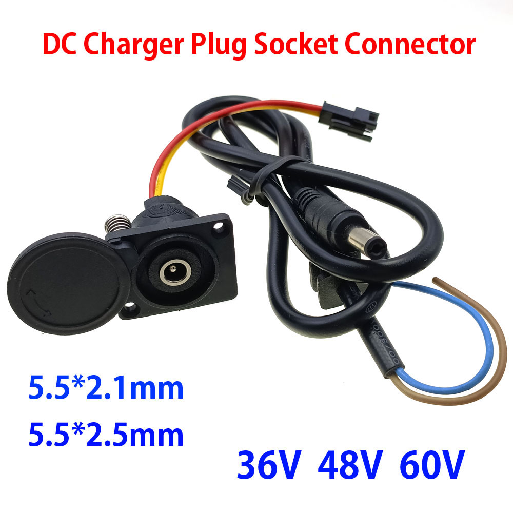 36V/48V/60V Charging Head Lithium Battery Charger Electric Bicycle Output Line Round Male And Female Base DC2.1/2.5 Charger Plug