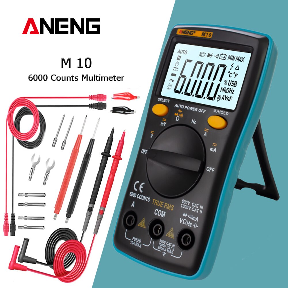 ANENG M10 Digital Multimeter Transistor Tester Analog 6000 counts Multimetro Profesional Capacitor Inductance Meter rm101/zt102