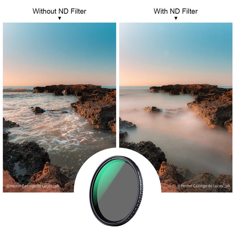 K &amp; F Concept-filtro de lente de cámara ND3-ND1000 ND, Variable con 24 capas, 9 topes, densidad neutra de 49mm, 52mm, 67mm, 72mm, 77mm y 82mm