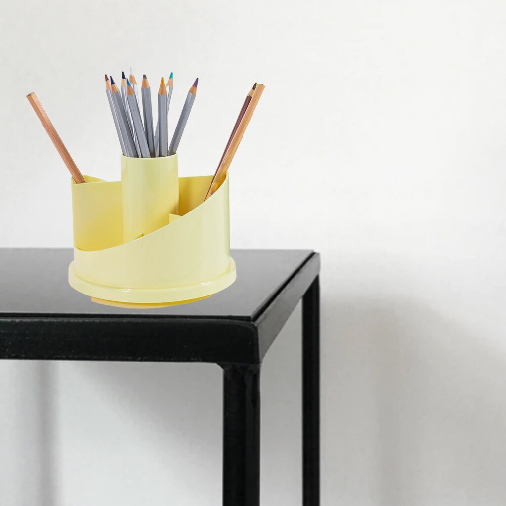 Compartment Desk Organizer Card/Pen/Pencil Office Supplies Holder Collection Desktop Organizer: Yellow