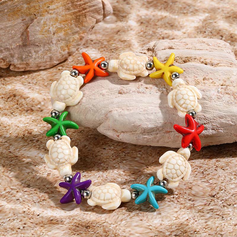 Bohemian Imitation Shell Beads Bracelet For Women Sea Star Turtle Woven Rope Bracelet Handmade Friendship Beach Jewelry