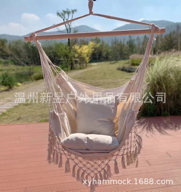 Chaise hamac suspendue style bohémien avec support en bois, extérieur, maison, jardin, dortoir, balcon: This White Chair