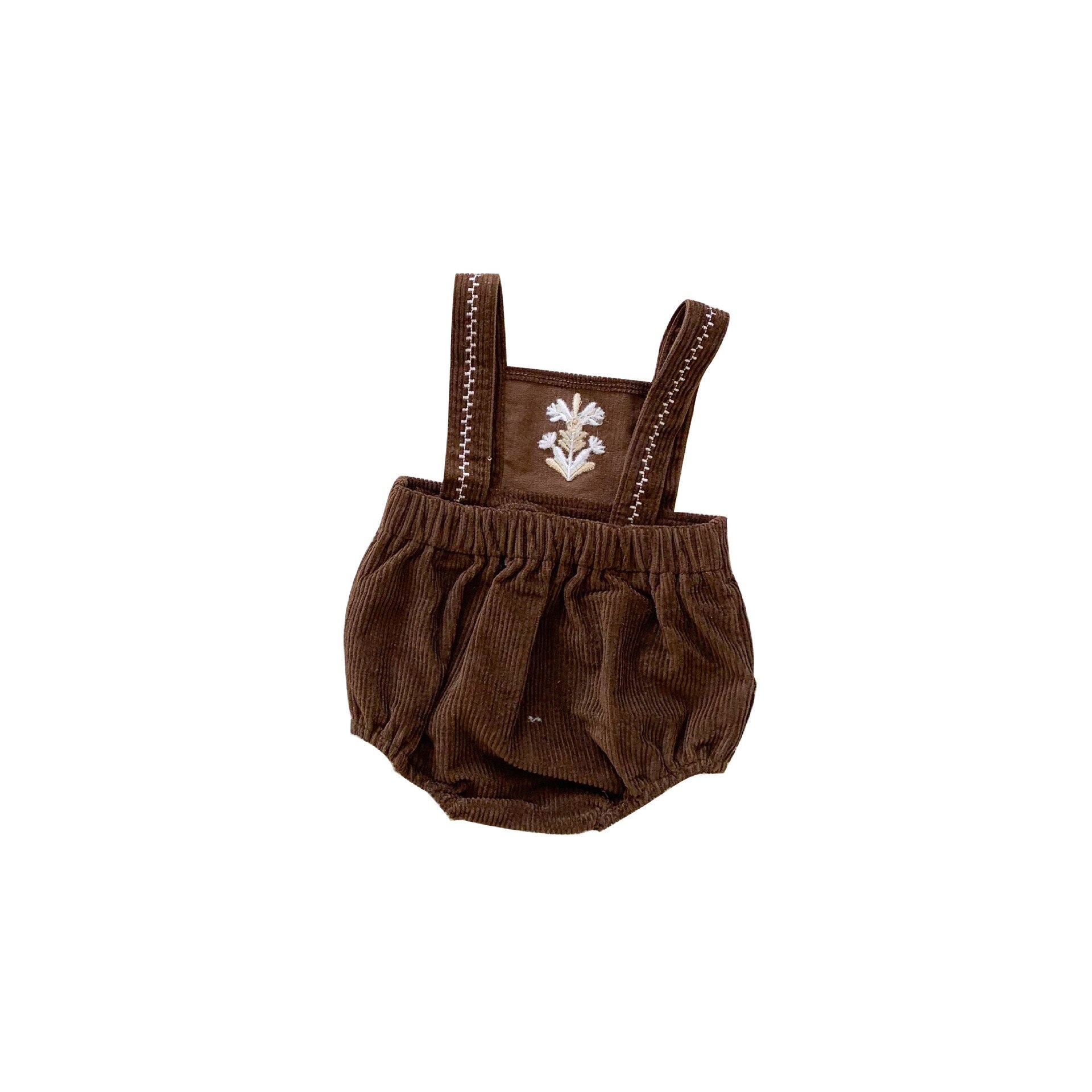 Korean One-piece Spring Kids Playsuit Cute Baby Girl Embroidered Overalls Suit Toddler Jumpsuit Overalls for Kids: dark brown overall / 12M