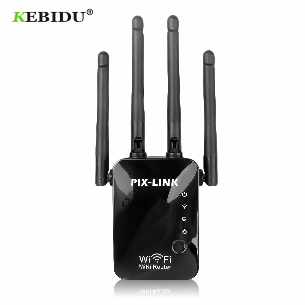 Kebidu 300Mbps Draadloze Wifi Extender Repeater/Router Dual Band 2.4Ghz 4 Wi-fi Antenne Lange Afstand Signaal versterker