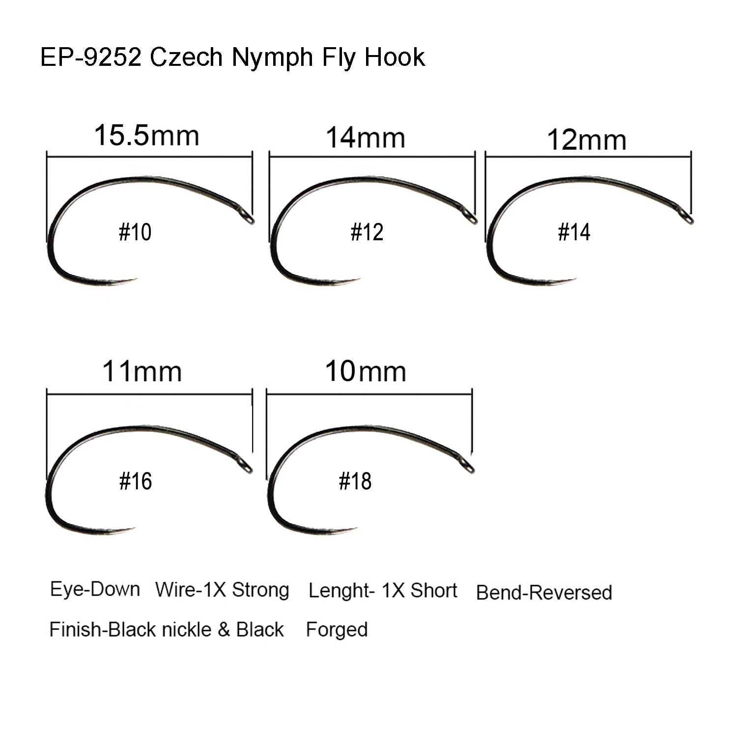 Eupheng 100 Stuks Vliegvissen Haak Weerhaakloze vliegbindset haak Vissen Droge Nimf Shirmp Natte Caddis Fly Hook: 14 / Blauw