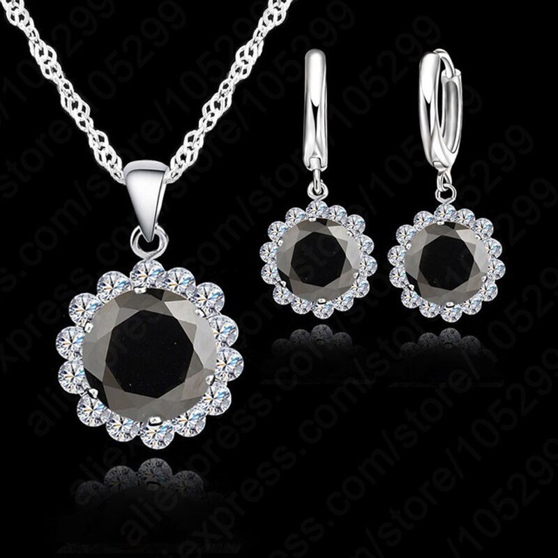 Conjunto de joias para casamento, de alta qualidade, flores solares, prata esterlina 925, zircônio cúbico, conjunto de pingente, colar, brincos, moda feminina