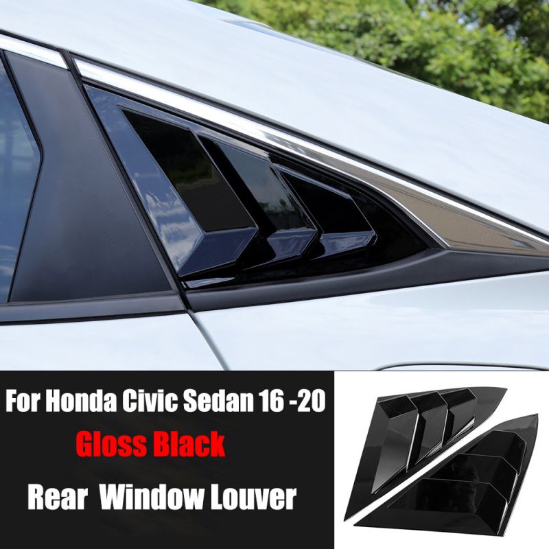 Para Honda Civic 10. a generación Sedan ventana lateral trasera persianas de ventilación de aire Scoop Shades cubierta molduras persianas accesorios de carbono para coche: Gris oscuro