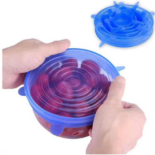Zhangji 6 Pack Silicone Stretch Lids Durable Reusable Airtight Food Wrap Covers Fits All Sizes and Shapes of Containers: GJSPG6L-LAN