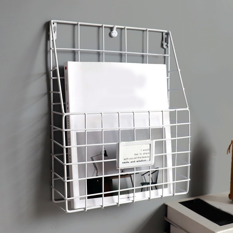 Metal Mesh Wire Shelf Hanging Folder Mail Document Organizer Newspaper Magazine Storage Shelf Wall Shelves